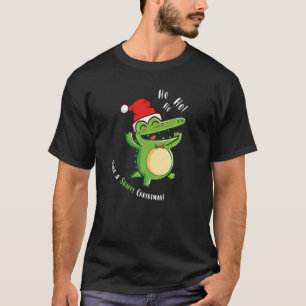 Camiseta Cute Alligator With Santa's Hat Christmas Crocodil
