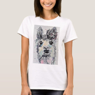 Camiseta Cute Alpacca Llama Watercolour painting T Shirt