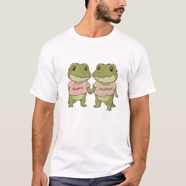 Camiseta Cute Always Together Crocodile Couple Matching T-S (Frente)