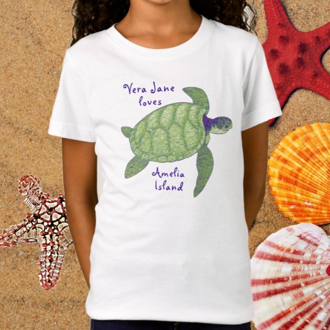 Camiseta Cute Amelia Island Sea Turtle (Criador carregado)