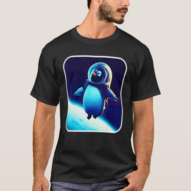Camiseta Cute And  Astronaut Penguin Space Penguin Galaxy M (Frente)