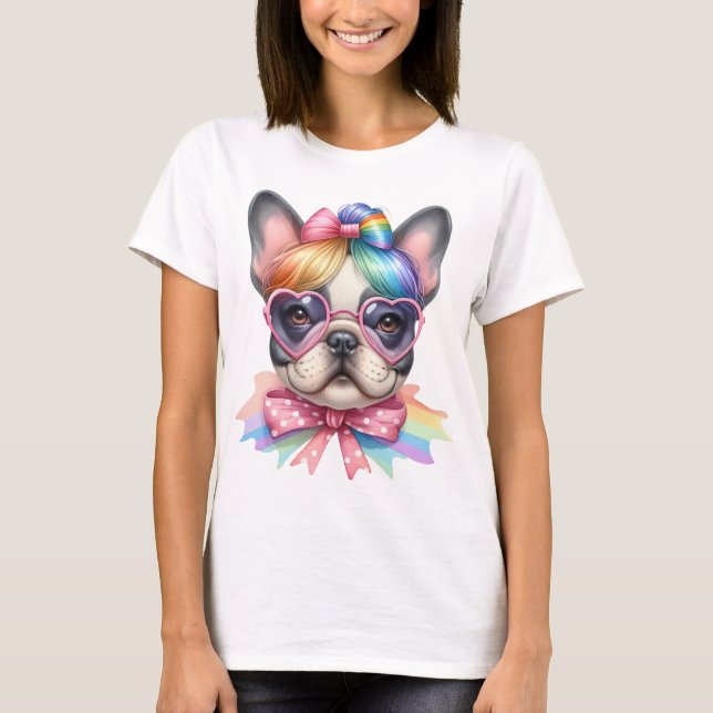 CAMISETA CUTE AND COLORFUL FRENCH BULLDOG DOG (Frente)