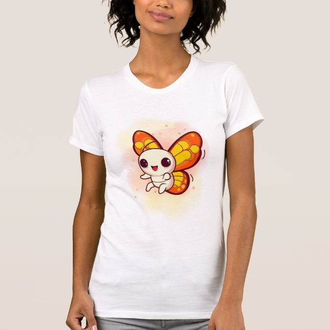 CAMISETA CUTE AND FUNNY ORANGE BUTTERFLY DESIGN (Frente)