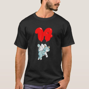 Camiseta Cute Angel Cat 14 H Birthday Kids Festa de Balões