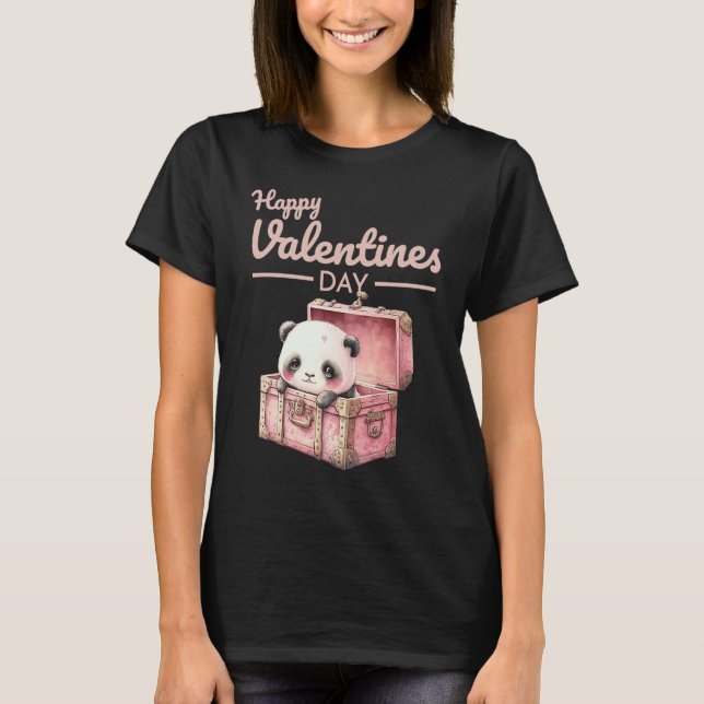 Camiseta Cute Animal Heart Panda  Happy Valentine Day  1 (Frente)