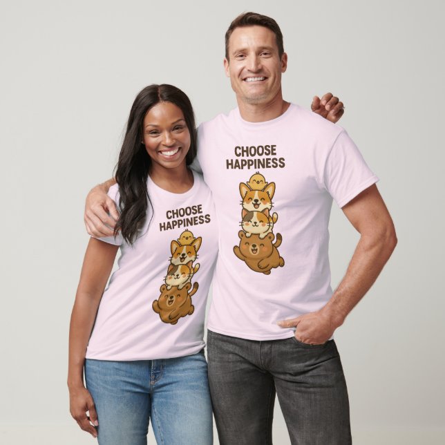 Camiseta Cute Animal Stack Illustration (Unissex)