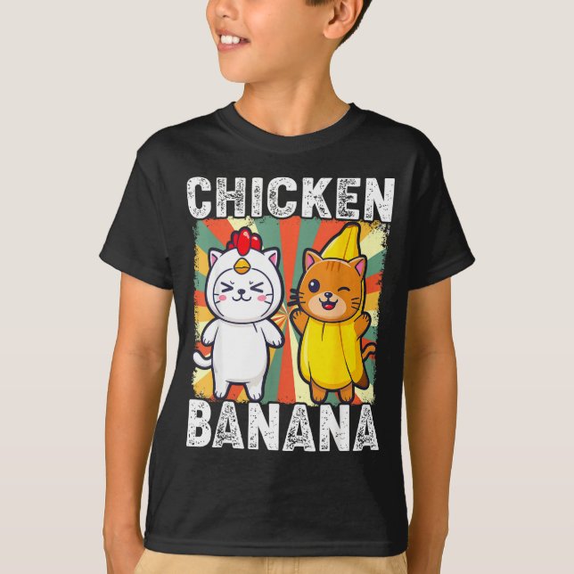 Camiseta Cute Animals In Chicken And Banana Costumes Kawaii (Frente)