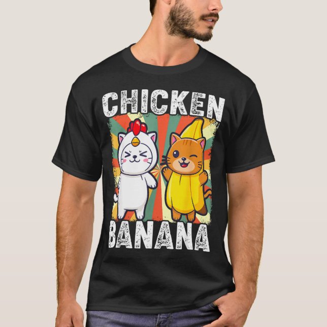 Camiseta Cute Animals In Chicken And Banana Costumes Kawaii (Frente)