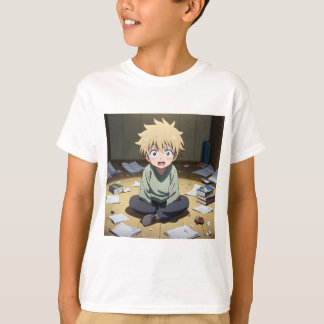 Camiseta Cute Anime Boy Surprised in Messy Room – Emotional