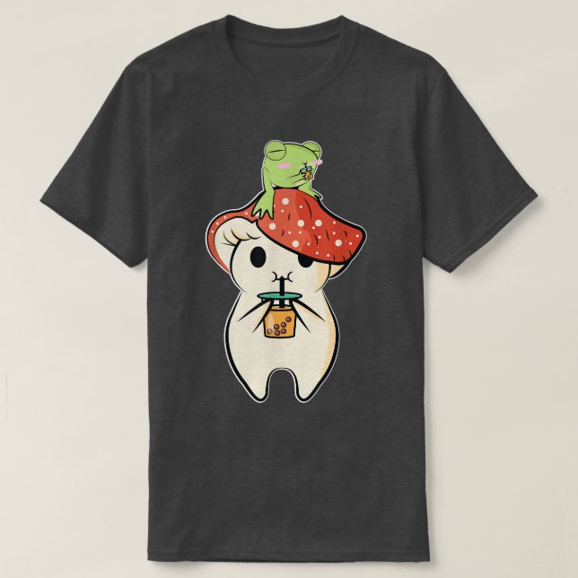Camiseta Cute anime Frog Mushroom Matcha Tea  (Frente do Design)