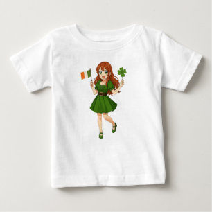 Camiseta Cute anime ruiva Dia de São Patrício