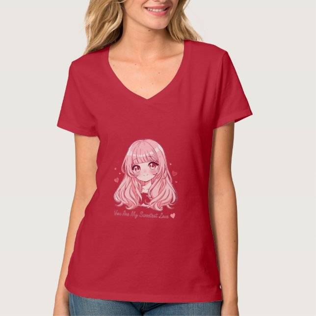 Camiseta Cute Anime Valentine Sweatshirt (Frente)