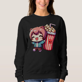 Camiseta Cute Anime With Popcorn And Straw Sweatshirt