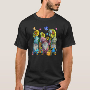 Camiseta Cute Anões de Jardim com Borboleta Girassóis Jardi