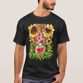 Camiseta Cute Anões de Jardim para Mulheres Melancia Única 