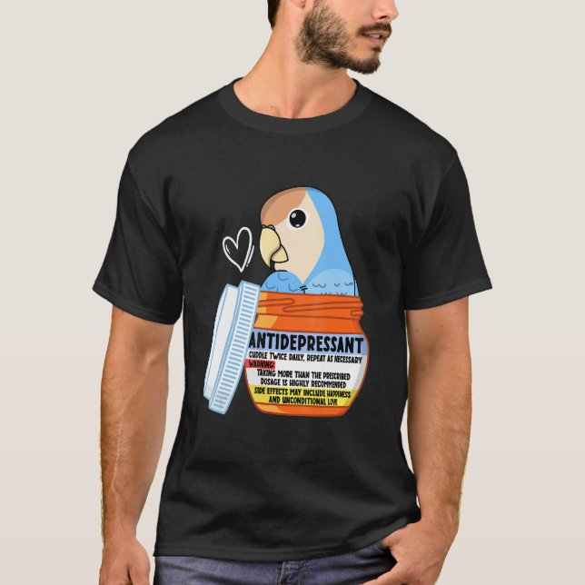 Camiseta Cute Antidepressant Parrot I Peach faced Blue Love (Frente)
