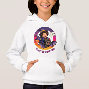 Camiseta Cute-AOS Assombrado: Bruxa Adorável Montando um Mo