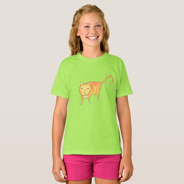 Camiseta Cute Apathetic Orange Cat (Frente Completa)