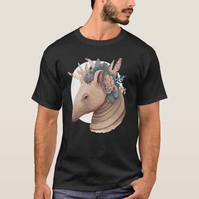 Camiseta Cute Armadillo Flower Crown Watercolor Animal (Frente)
