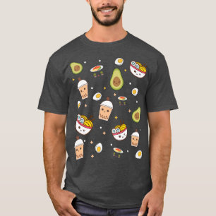Camiseta Cute Art For Ramen Noodle Avocado Sushi & Boba Tea