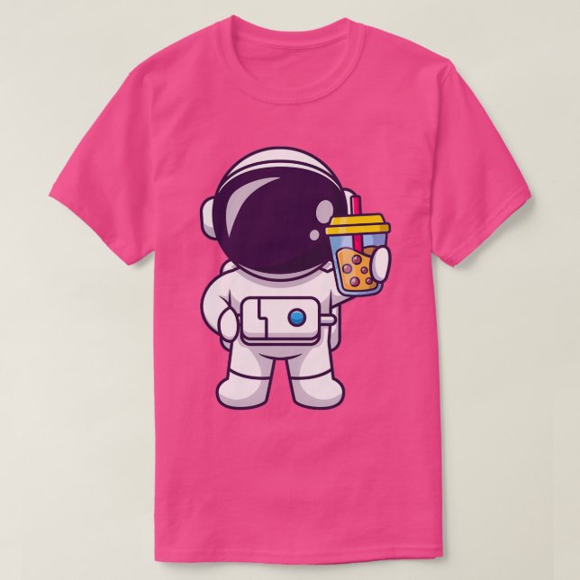 Camiseta Cute Astronaut Bubble Tea In Space (Frente do Design)