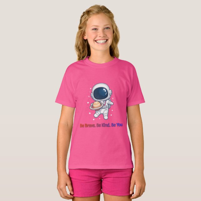 Camiseta Cute Astronaut Saturn Planet Space Explorer (Frente Completa)