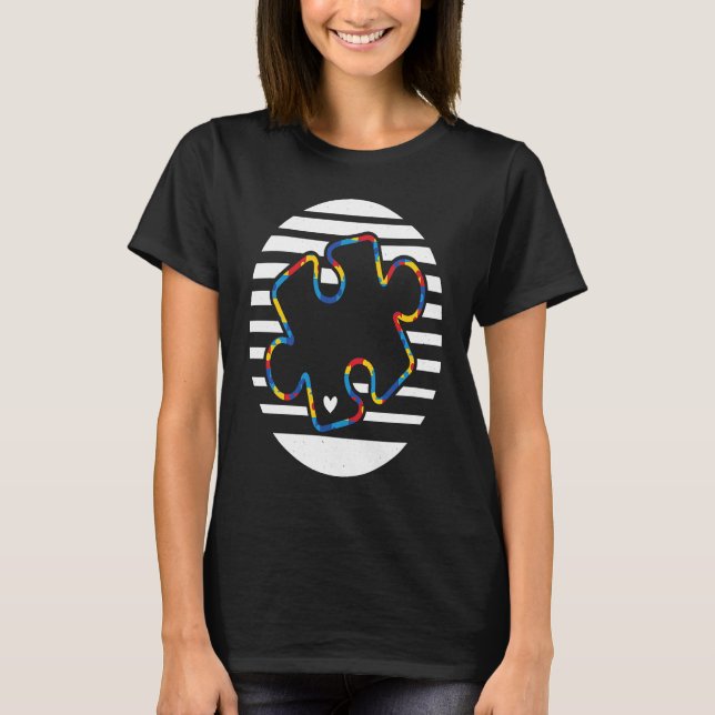 Camiseta Cute Autism Awareness Day Puzzles 70s (Frente)