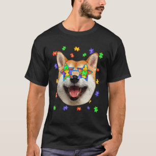 Camiseta Cute Autism Shiba Inu Dog Puzzle Sunglasses Pet Ow