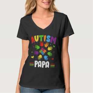 Camiseta Cute Autismo Papa Colors Mãos Quebra-cabeça Autism