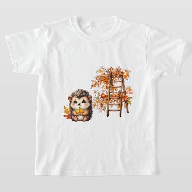 Camiseta Cute Autumn Hedgehog with Harvest Ladder Illustrat (Postura )