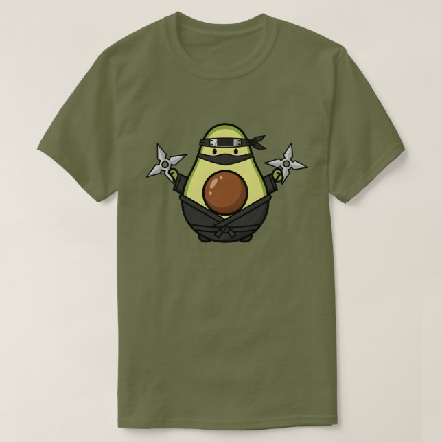 Camiseta Cute Avocado Ninja Shuriken Warrior Illustration (Frente do Design)