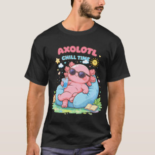 Camiseta Cute Axolote Relaxando em Estilo Kawaii Engraçado