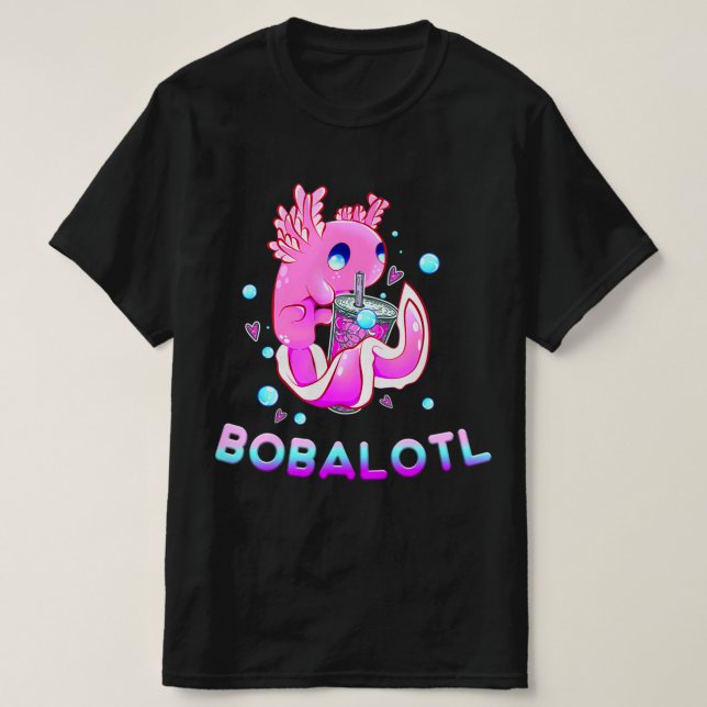 Camiseta Cute Axolotl Lover Bobalotl Boba Kawaii Anima Japa (Frente do Design)