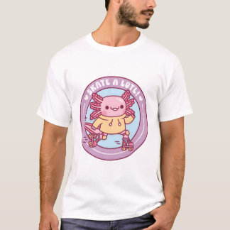 Camiseta Cute Axolotl Patins De Roda Patinar Um Lotl Pun Fu
