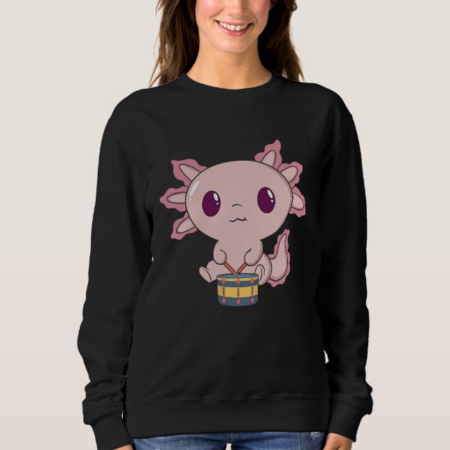 Camiseta Cute Axolotl Playing Snare Percussion  Snare Drumm (Frente)