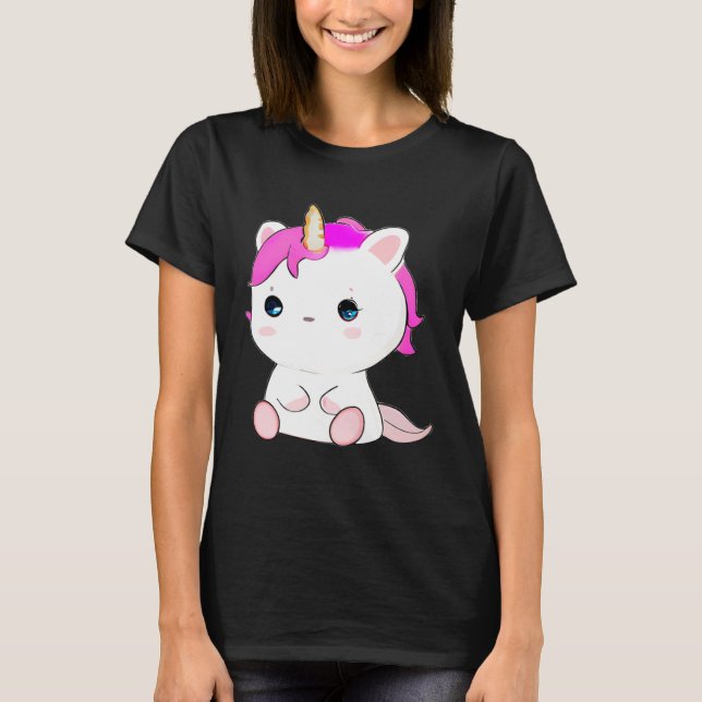 Camiseta Cute Axolotl Unicorn Cat Illustration (Frente)