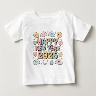 Camiseta Cute Baby Cartoon New Year 2026 Illustration