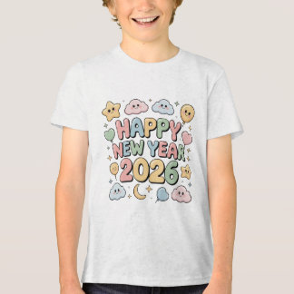 Camiseta Cute Baby Cartoon New Year 2026 Illustration