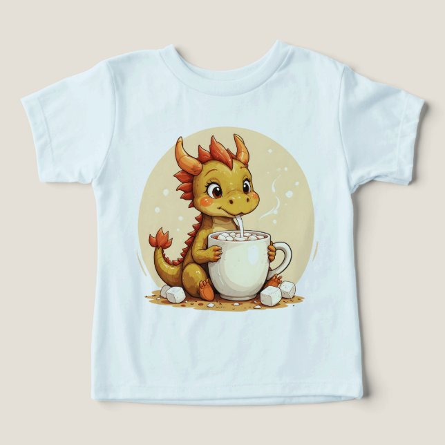 Camiseta Cute Baby Dragon Hot Chocolate Kids Kawaii Cozy De (Design frontal)