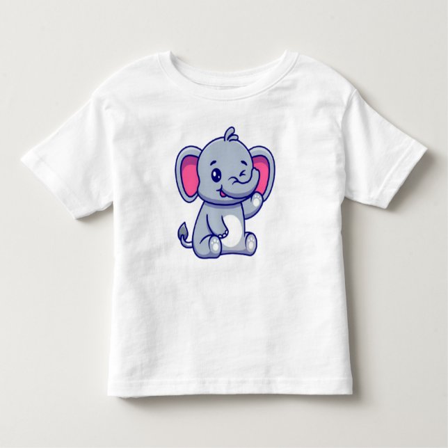 Camiseta Cute Baby Elephant Sitting Cartoon-23800 (Frente)