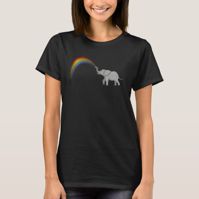 Camiseta Cute Baby Elephant Spraying Rainbow Animal Elephan (Frente)