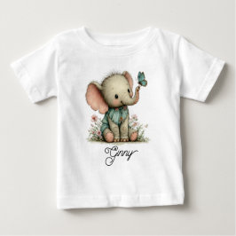 Camiseta Cute Baby Elephant with Blue Butterfly