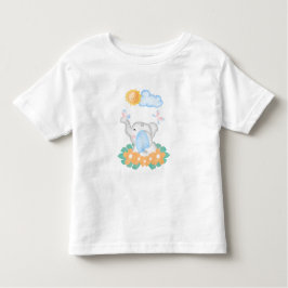 Camiseta Cute Baby Elephant with orange flowers