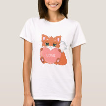 Camiseta Cute Baby Fox com Coração