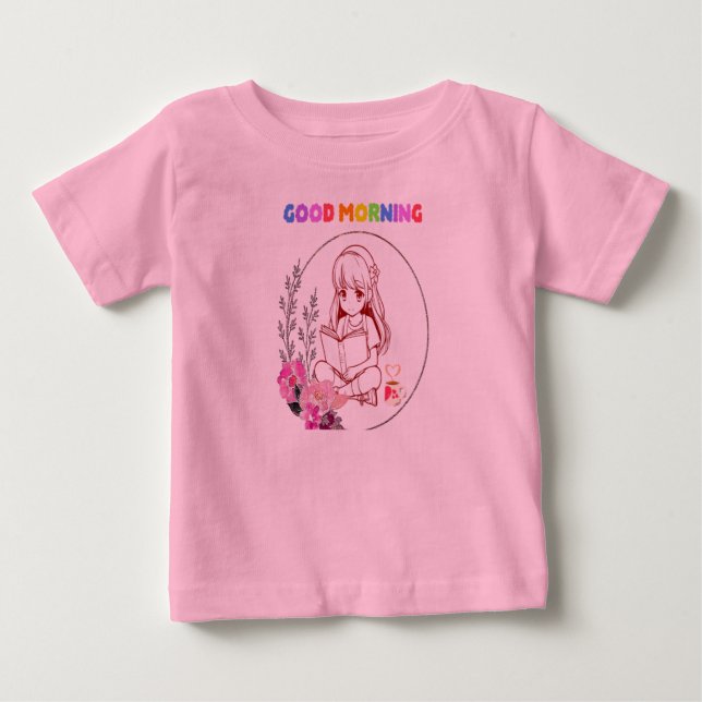 Camiseta Cute Baby Girl Reading Book (Frente)