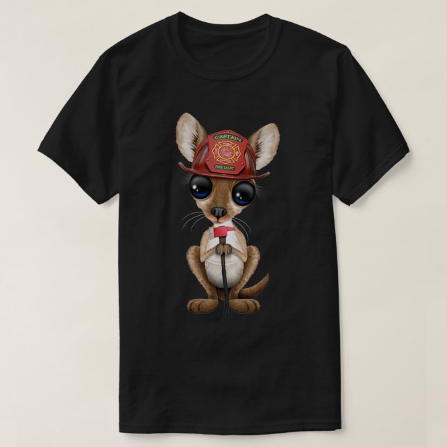 Camiseta Cute Baby Kangaroo Firefighter (Frente do Design)