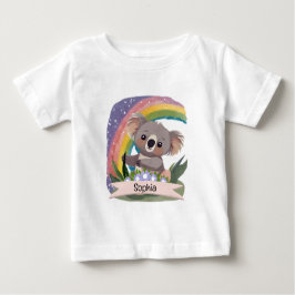 Camiseta Cute Baby Koala Rainbow Nome Personalizado