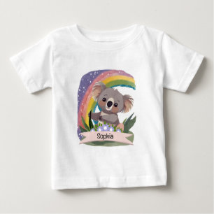 Camiseta Cute Baby Koala Rainbow Nome Personalizado