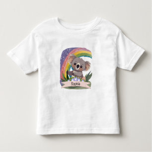 Camiseta Cute Baby Koala Rainbow Nome Personalizado