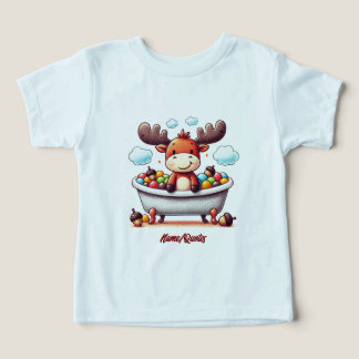 Camiseta Cute Baby Moose Bath Time Cartoon Illustration